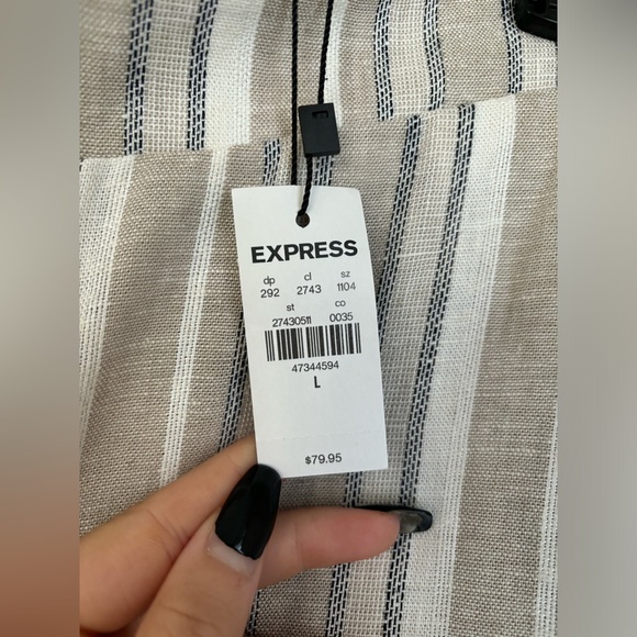 EXPRESS Linen Flowy Striped Pants NWT - Picture 2 of 7